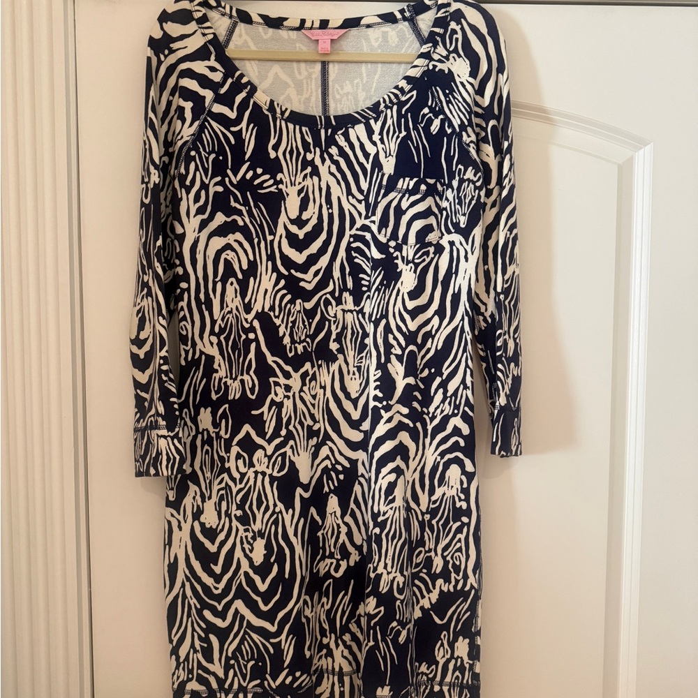 Lilly Pulitzer Navy and Cream Long Sleeve Dress